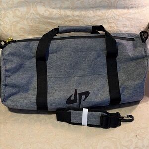 Hudson Cole Canvas Gray Duffel Bag with Black Straps Dude Perfect logo